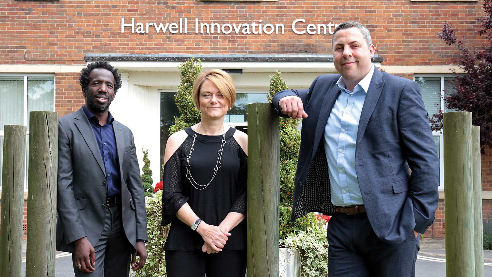 L-R Gavin Jones, Jo Willett and Sean Smith at Harwell Innovation Centre