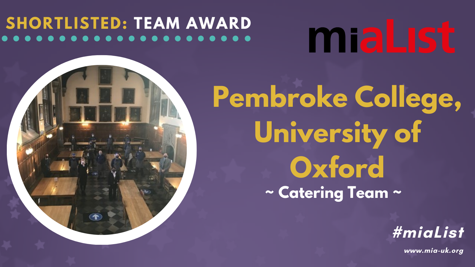 Congratulations Pembroke College Catering Team!