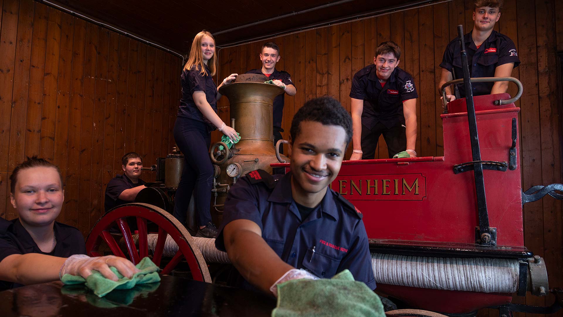 Cadets Help Blenheim Palace’s Vintage Fire Engine to Shine