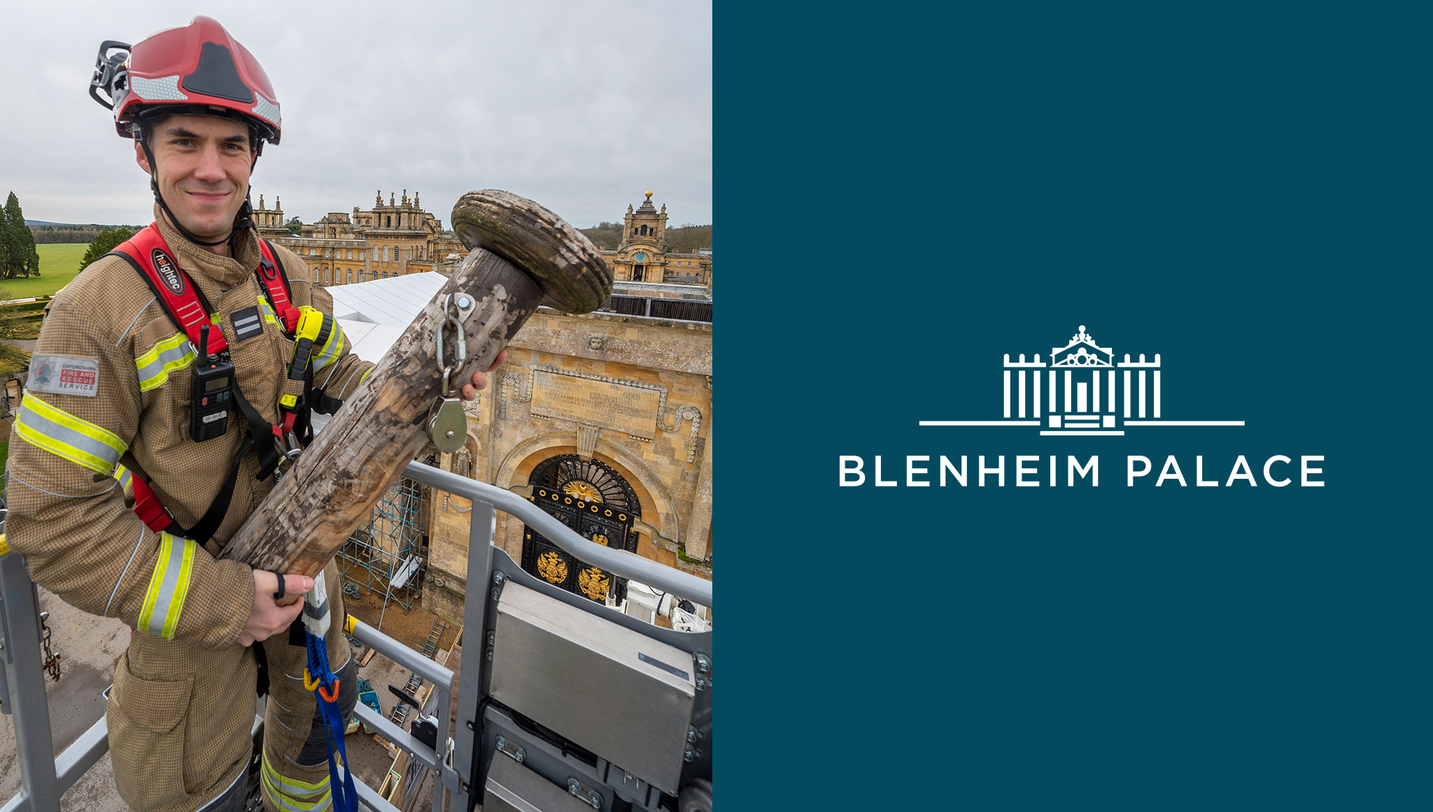 Oxford Fire Crew Helps Remove Palace Flagpole at Blenheim Palace